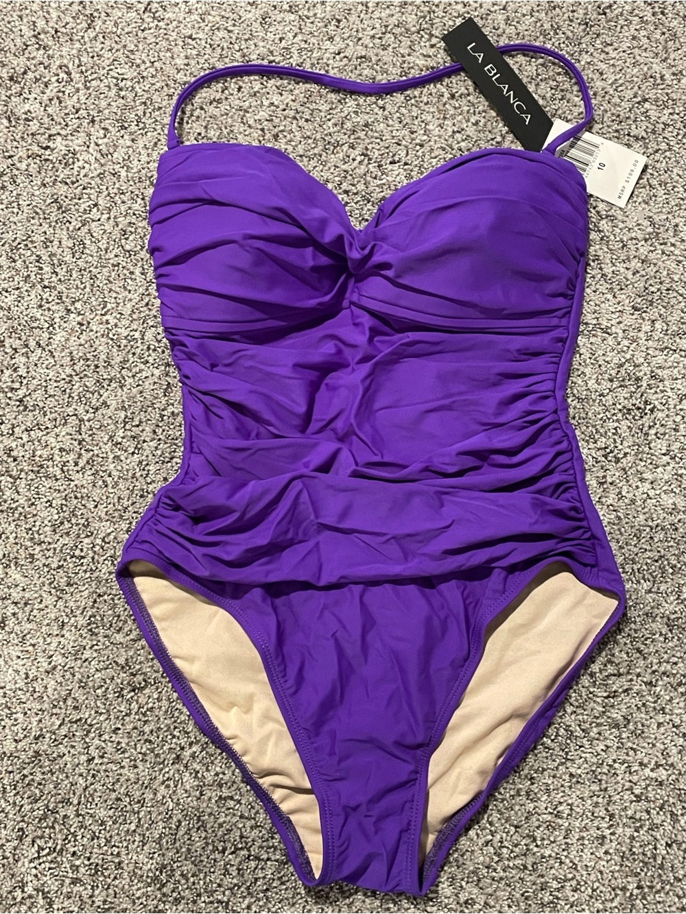 La Blanca Vibrant Purple Ruched One-Piece Swimsuit